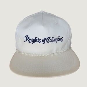 Vintage Texace Knights of Columbus Rope Hat White Strapback Made in USA